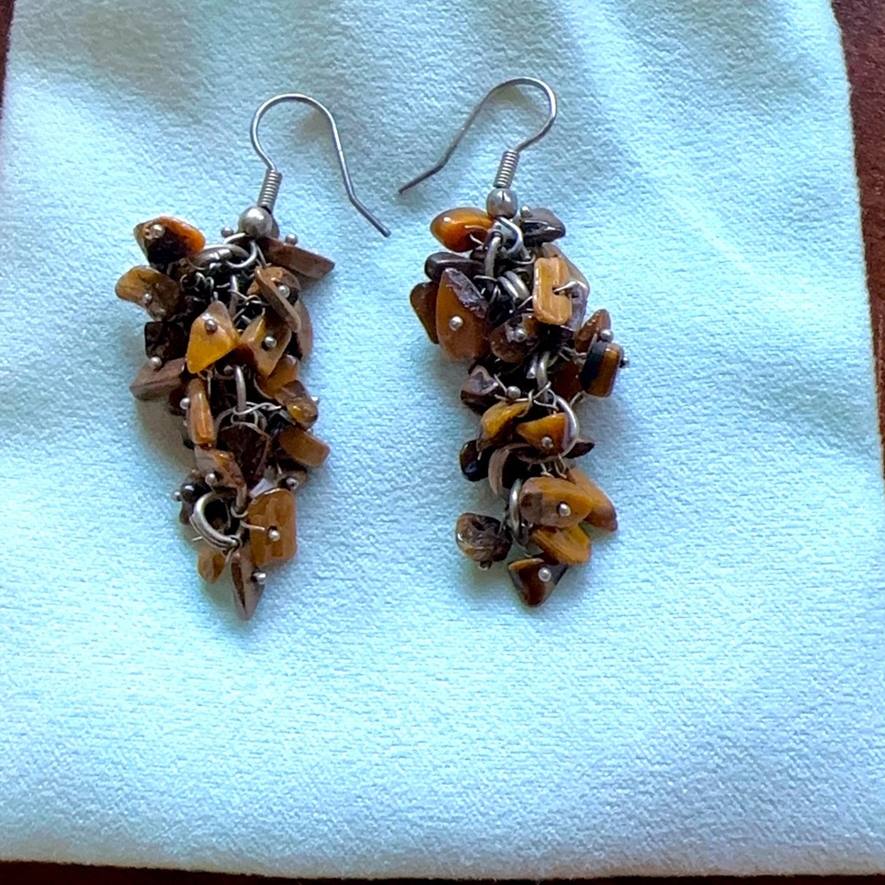 Vintage tigers eye dangle earrings